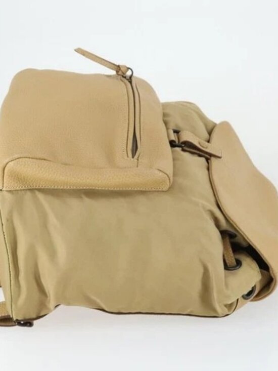 PRADA Backpack Nylon Leather Beige Silver Auth 164518 main image 11